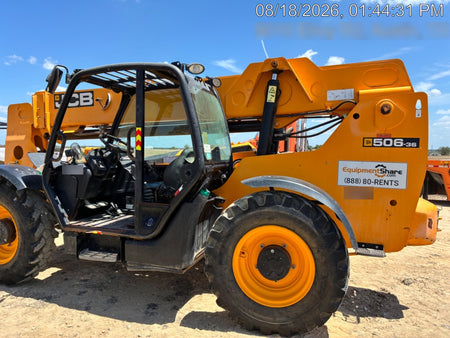 2019 JCB 506-36 Canopy, 74 HP, Foam Filled Tires, STD Worklight, Beacon, Aux Hydraulics, Lifting Eye, Back up Alarm 48" Carriage/48" Forks