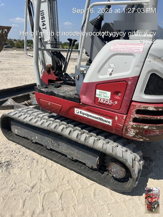 2020 Takeuchi TB235-2R Canopy, Rubber Tracks, Manual TAG QC