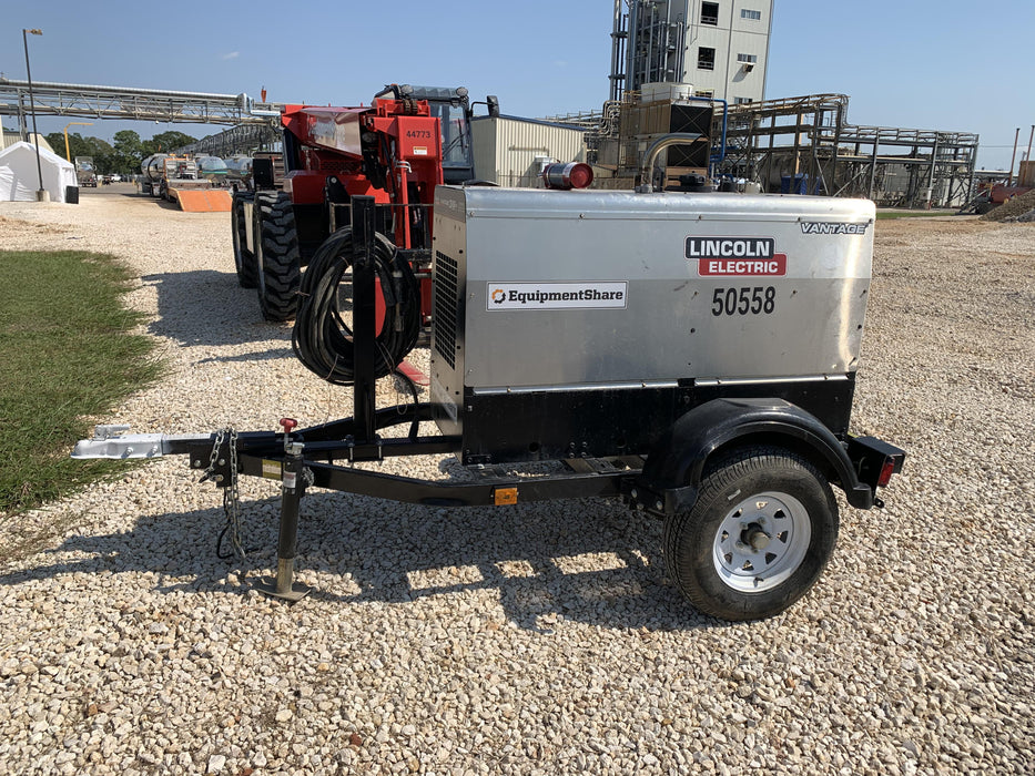 2019 Lincoln Electric Vantage 322 Welder Ready-Pak 3, Two wheel trailer, Fender and Light kit, Cable Rack