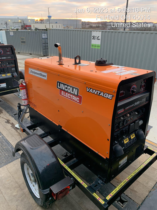 2021 Lincoln Electric Vantage 322 Vantage 322 Ready Pak 3 w/ Decals, ORANGE (includes trailer, cable rack, fender light kit) NO Telematics