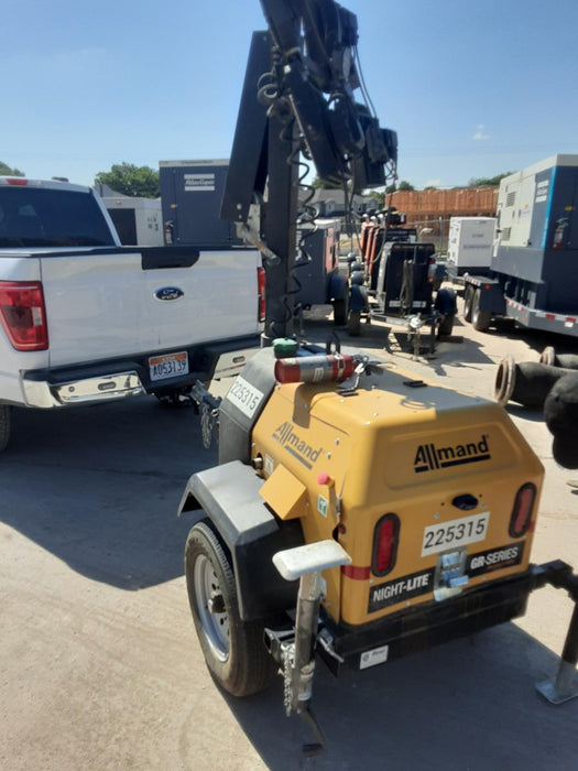 2022 Allmand NLV3GR (4) LED Light Fixture 350W, 23' Vertical Mast, 3kW Prime, Towable, Deep Sea L401, Leveling Jacks, Yanmar T4F 5.8hp