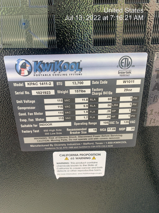 2022 KWIKOOL KPAC1411-2