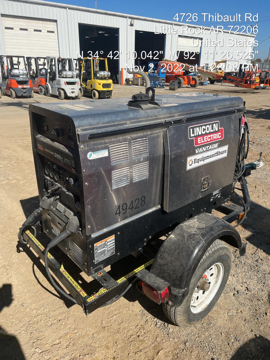 2019 Lincoln Electric Vantage 322 Ready-Pak 3, Two Wheel Trailer, Fender and Light Kit, Cable Rack