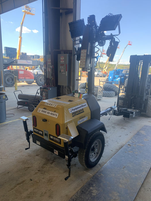 2022 Allmand NLV3GR (4) LED Light Fixture 350W, 23' Vertical Mast, 3kW Prime, Towable, ES Decals, T3