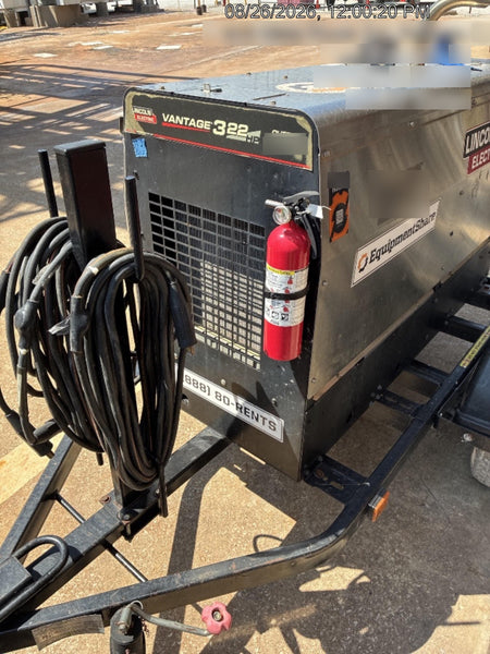 2019 Lincoln Electric Vantage 322 Ready-Pak 3, Two Wheel Trailer, Fender and Light Kit, Cable Rack
