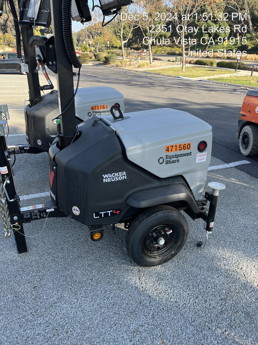 2024 Wacker Neuson LTT4 Diesel, Kohler KDW702, Deep Sea Controller, Auto Start, LED 320W, Bypass Outlet, T3