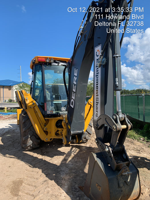 2020 John Deere 410L - Extendable Stick Cab/Heat/Air, 4WD, Extendable Stick, Pilot Controls, 2 Way Hydraulics, TAG Manual QC