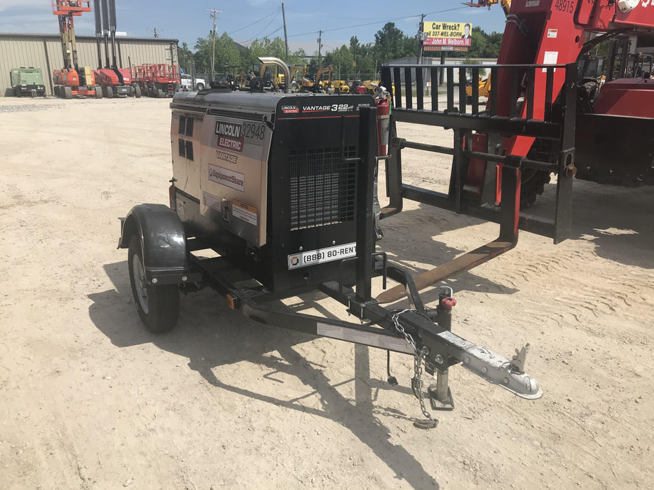 2019 Lincoln Electric Vantage 322 Welder Ready-Pak 3, Two wheel trailer, Fender and Light kit, Cable Rack