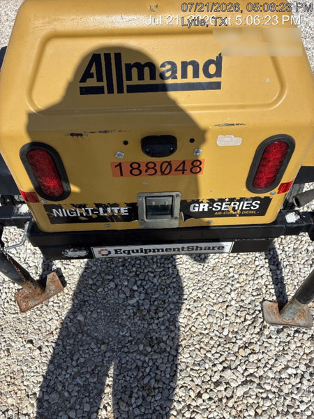 Allmand NLV3GR (4) LED Light Fixture 350W, 23' Vertical Mast, 3kW Prime, Towable, Deep Sea L401, Leveling Jacks, Yanmar T4F 5.8hp