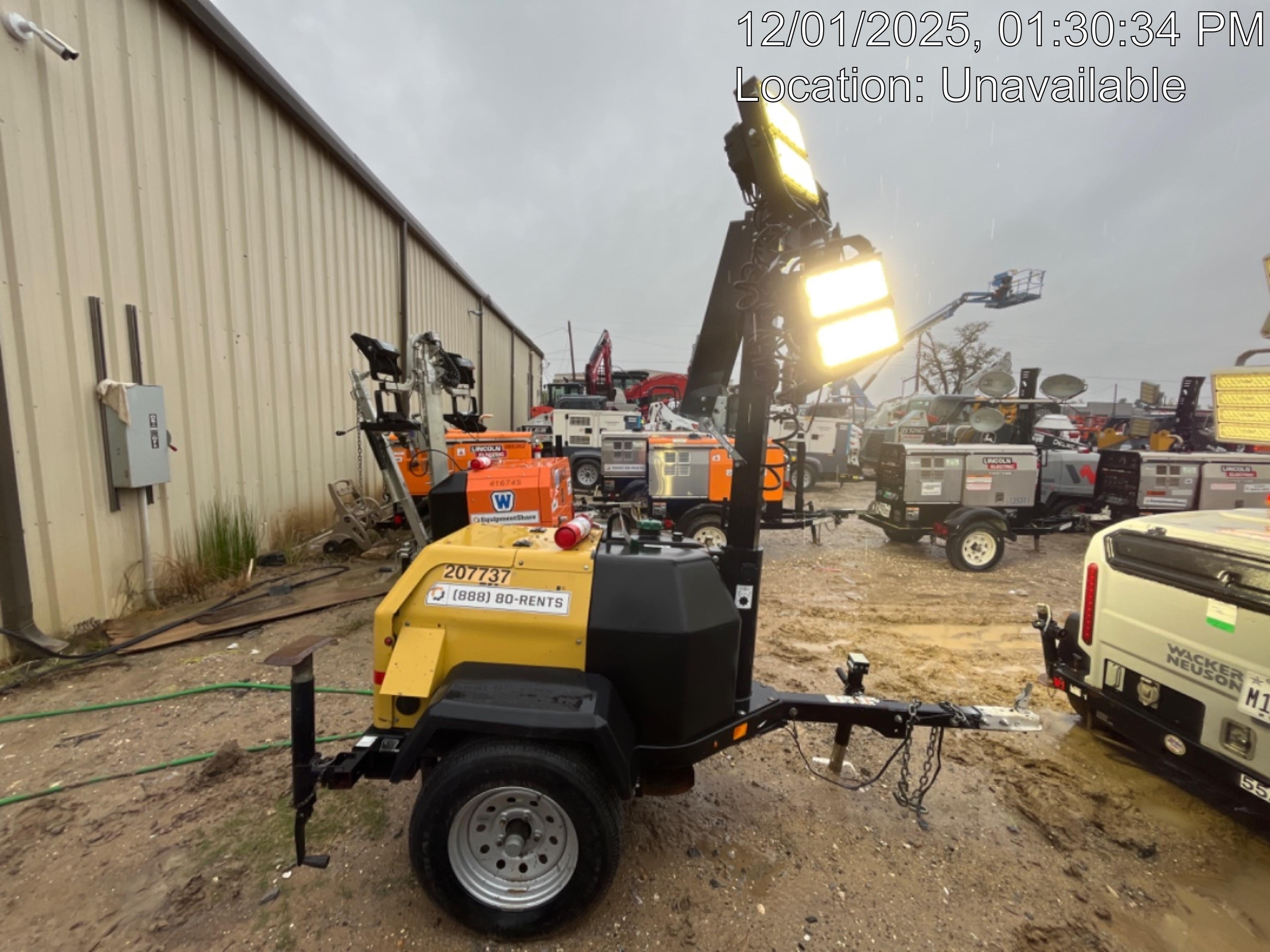 2022 Allmand NLV3GR (4) LED Light Fixture 350W, 23' Vertical Mast, 3kW Prime, Towable, Deep Sea L401, Leveling Jacks, Yanmar T4F 5.8hp