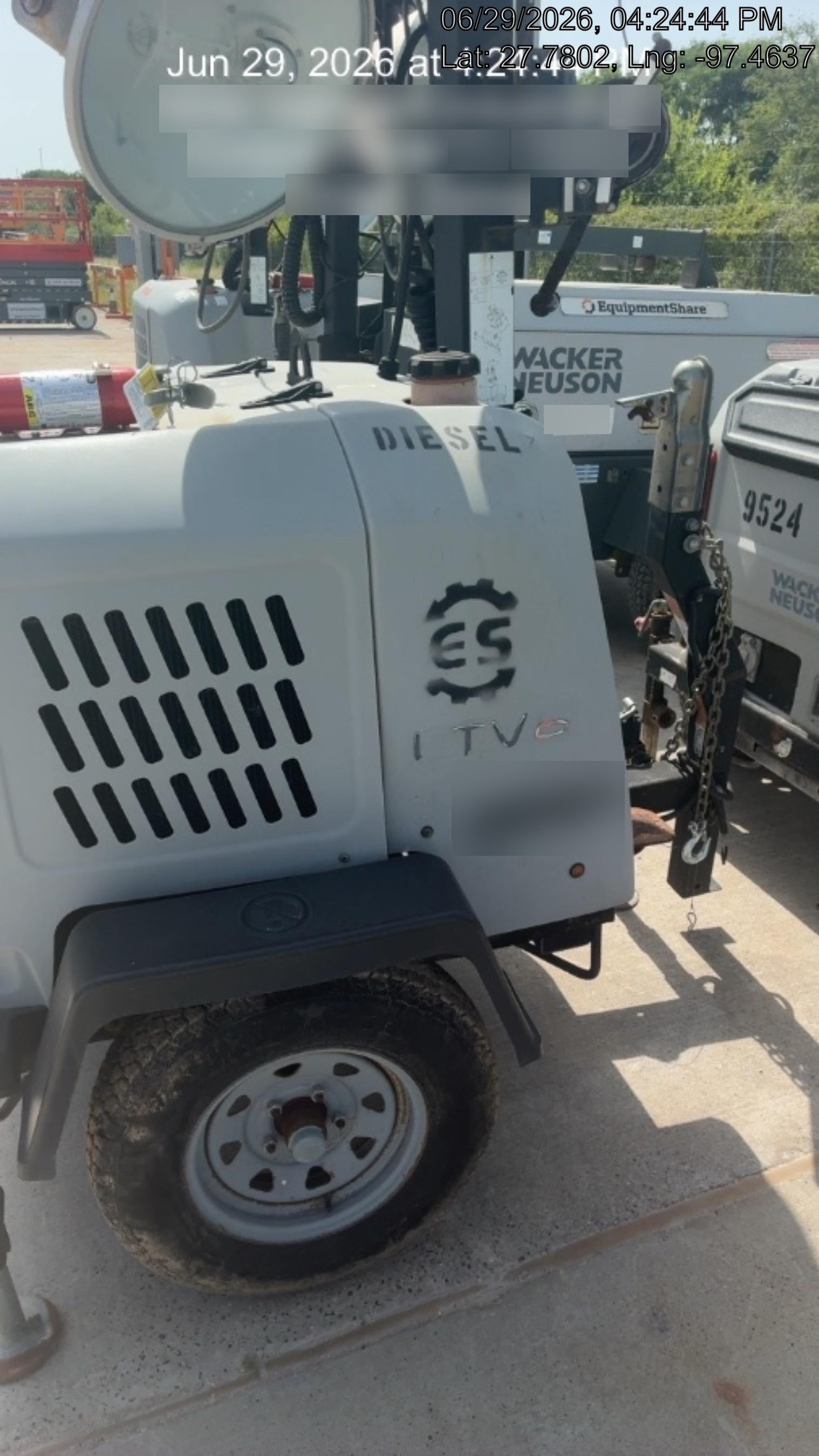 2018 Wacker Neuson LTV6L-MH Wacker Neuson LTV6L Mobile Light Tower w/Fuel Level Sensor Installed