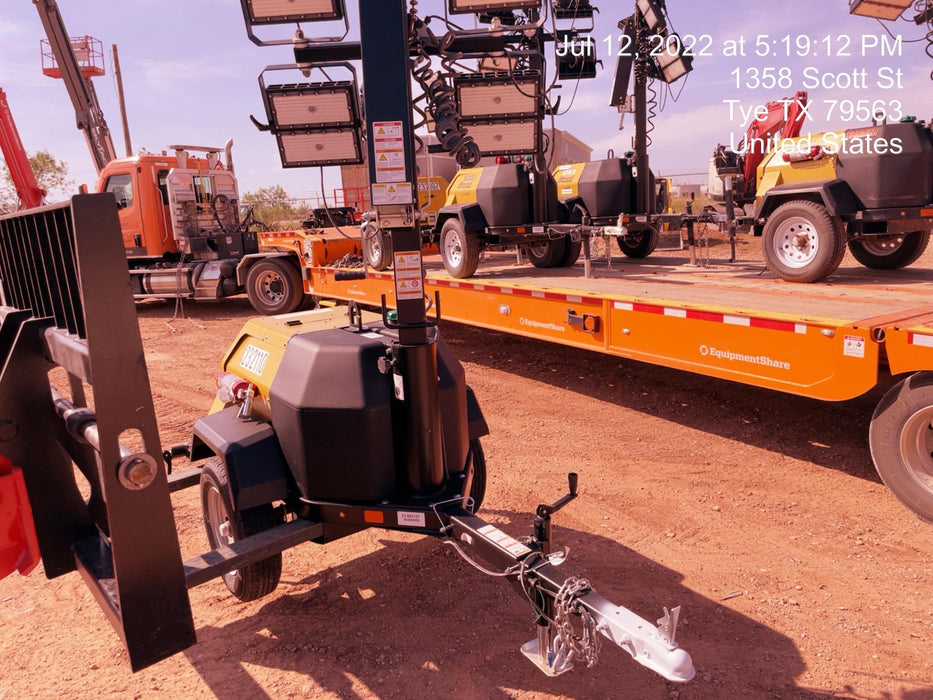 2022 Allmand NLV3GR (4) LED Light Fixture 350W, 23' Vertical Mast, 3kW Prime, Towable, Deep Sea L401, Leveling Jacks, Yanmar T4F 5.8hp