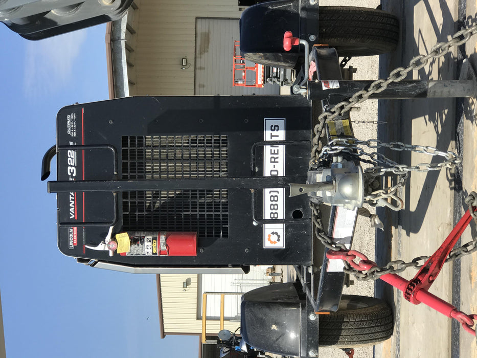 2019 Lincoln Electric Vantage 322 Welder Ready-Pak 3, Two wheel trailer, Fender and Light kit, Cable Rack