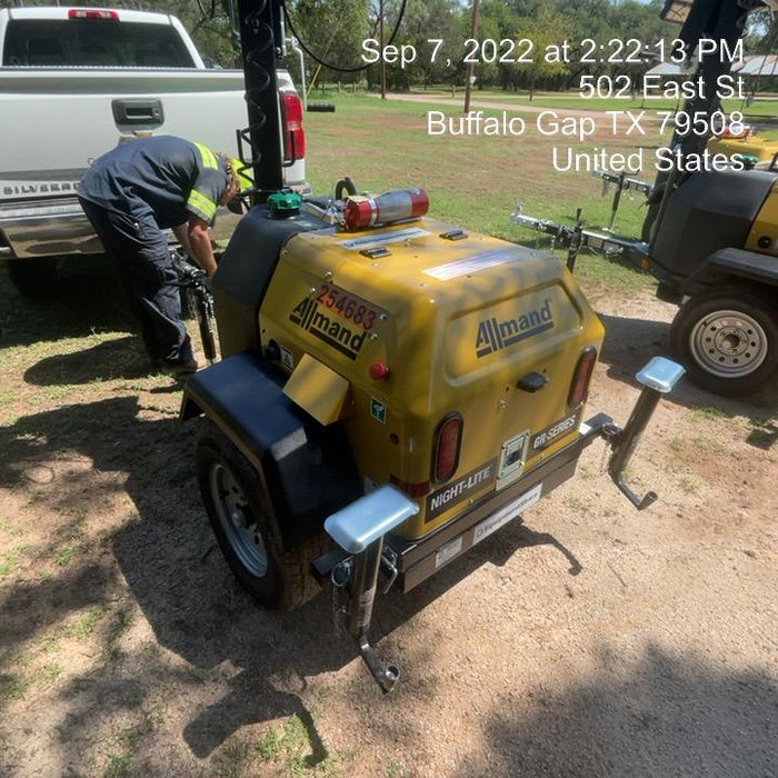 2022 Allmand NLV3GR (4) LED Light Fixture 350W, 23' Vertical Mast, 3kW Prime, Towable, ES Decals, T3