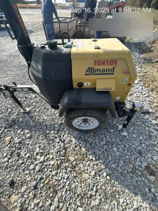 2021 Allmand NLV3GR (4) LED Light Fixture 350W, 23' Vertical Mast, 3kW Prime, Towable, Deep Sea L401, Leveling Jacks, Yanmar T4F 5.8hp