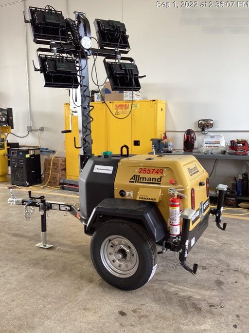 2022 Allmand NLV3GR (4) LED Light Fixture 350W, 23' Vertical Mast, 3kW Prime, Towable, ES Decals, T3