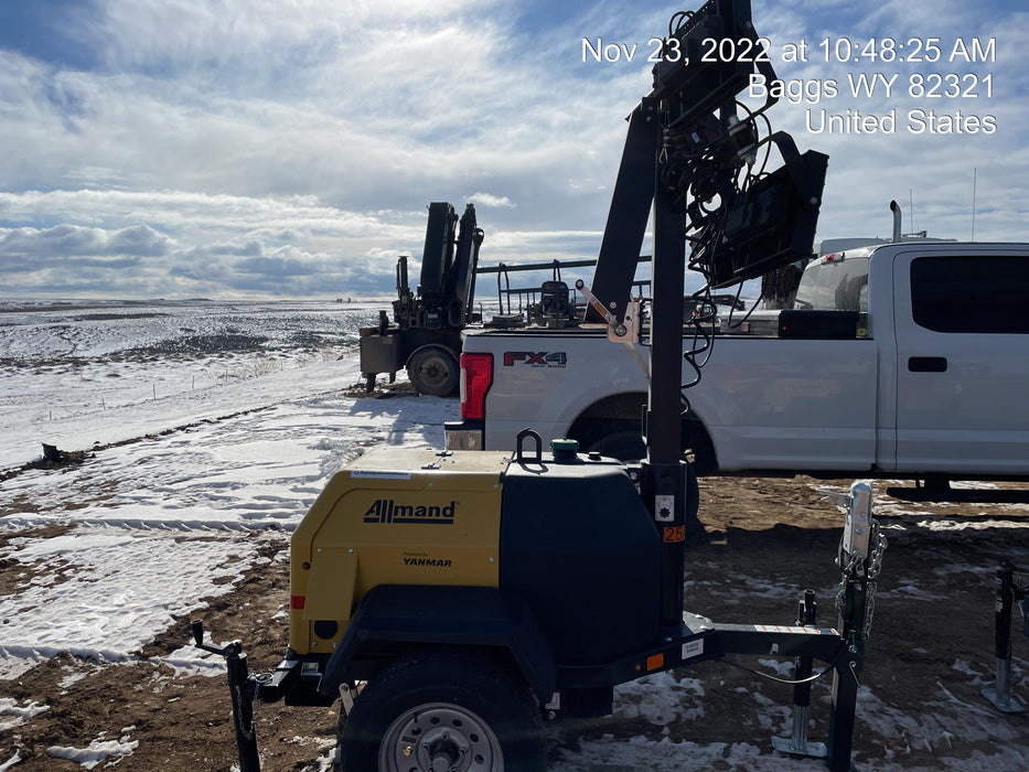 2022 Allmand NLV3GR (4) LED Light Fixture 350W, 23' Vertical Mast, 3kW Prime, Towable, ES Decals, T3