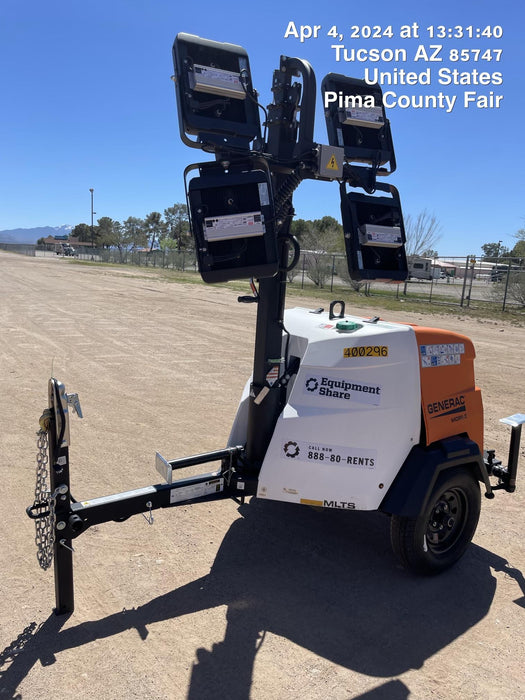 2024 Generac MLT2 Diesel, Flex Switch 120V Input, Powerzone Controller, 
(4) 320W LED Lights, 4kW Generator, 39.9 Gal Fuel Tank, 2" Ball, T3