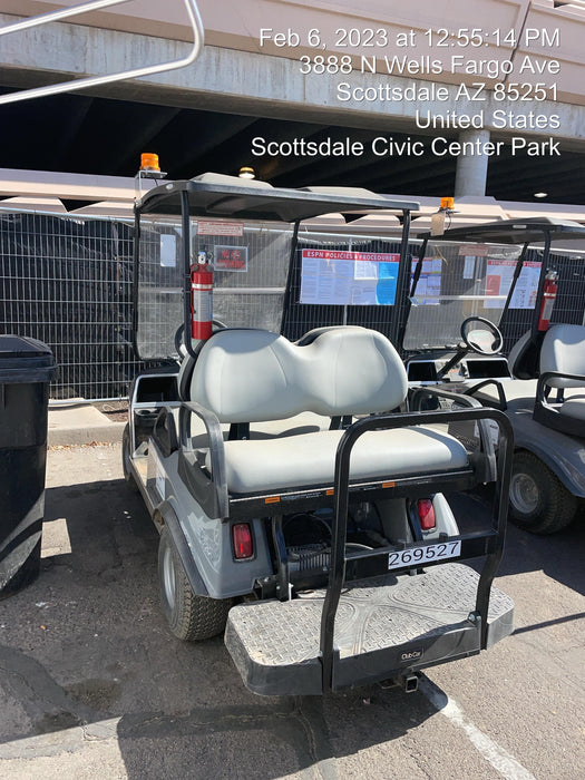 2022 Club Car CA100E Canopy, Fold down Windshield, Beacon, Back up Alarm, All-Trail Trials, HD 8 V Batteries, Trailer Hitch and Ball