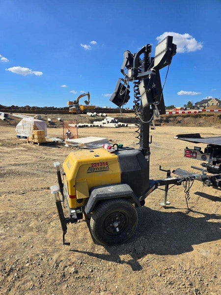 2022 Allmand NLV3GR (4) LED Light Fixture 350W, 23' Vertical Mast, 3kW Prime, Towable, Deep Sea L401, Leveling Jacks, Yanmar T4F 5.8hp