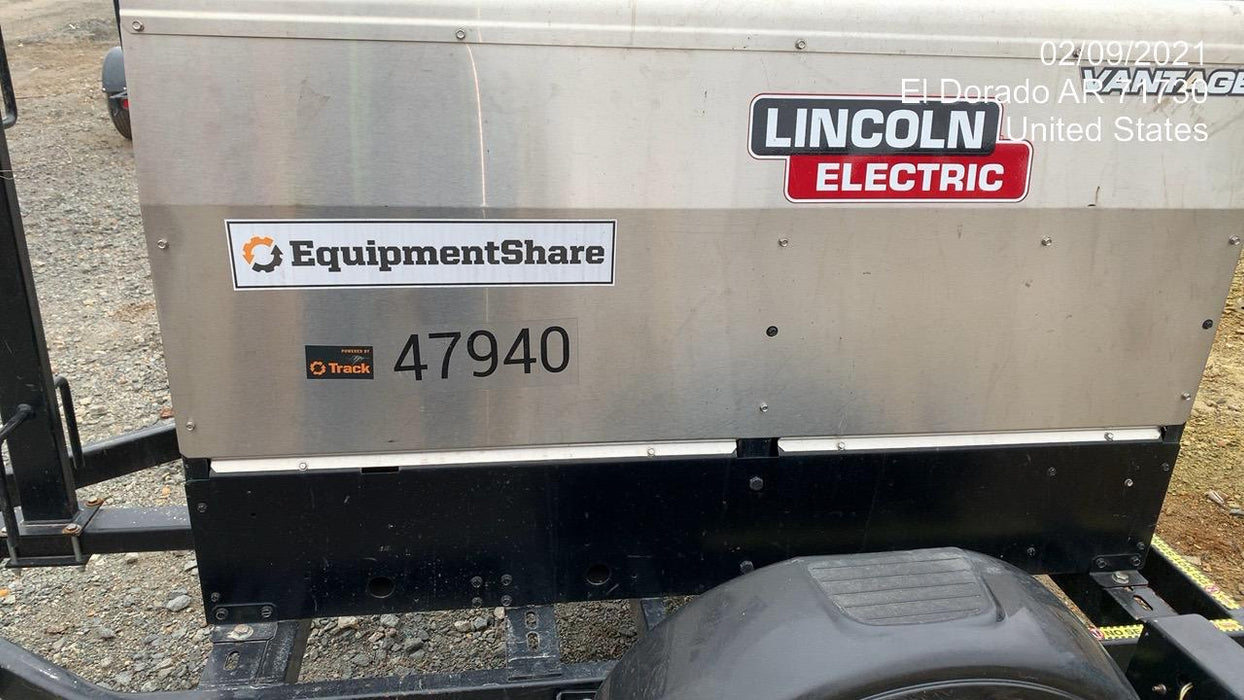 2019 Lincoln Electric Vantage 322 Ready-Pak 3, Two Wheel Trailer, Fender and Light Kit, Cable Rack