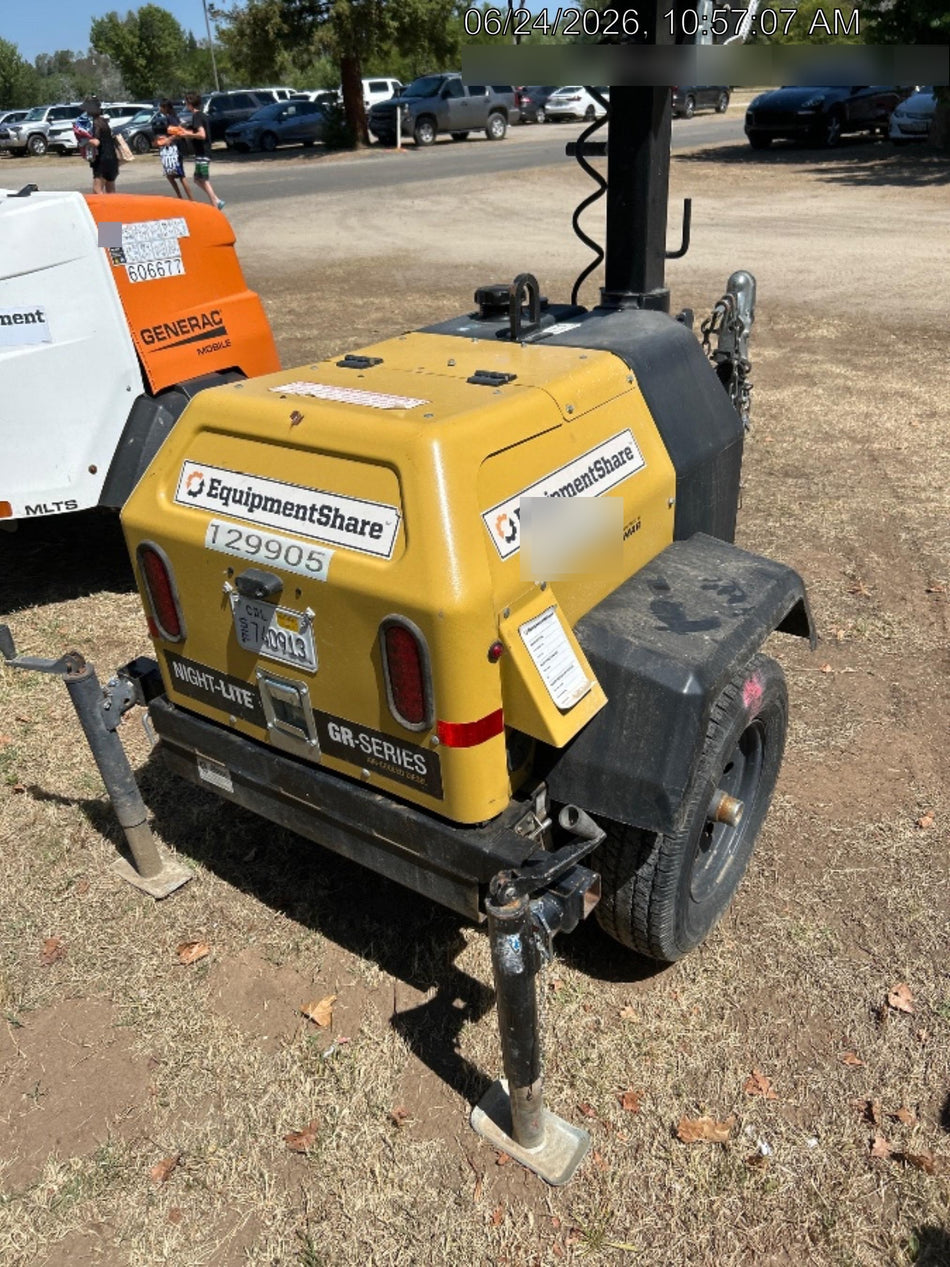 2021 Allmand NLV3GR (4) LED Light Fixture 350W, 23' Vertical Mast, 3kW Prime, Towable, Deep Sea L401, Leveling Jacks, Yanmar T4F 5.8hp