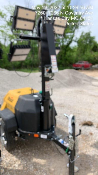 2022 Allmand NLV3GR (4) LED Light Fixture 350W, 23' Vertical Mast, 3kW Prime, Towable, Deep Sea L401, Leveling Jacks, Yanmar T4F 5.8hp