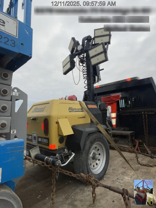 2020 Allmand NLV3GR (4) LED Light Fixture 350W, 23' Vertical Mast, 3kW Prime, Towable, Deep Sea L401, Leveling Jacks, Yanmar T4F 5.8hp