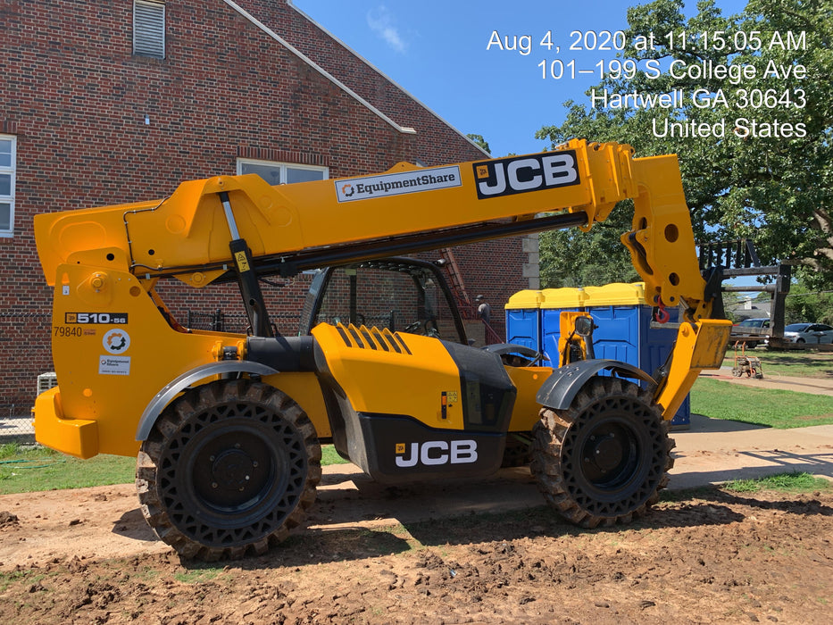 2020 JCB 510-56 Canopy, Solid Tires, Work Lights, Beacon, Aux Hydraulics, Back up Alarm, Lifting Eye, ES Decals