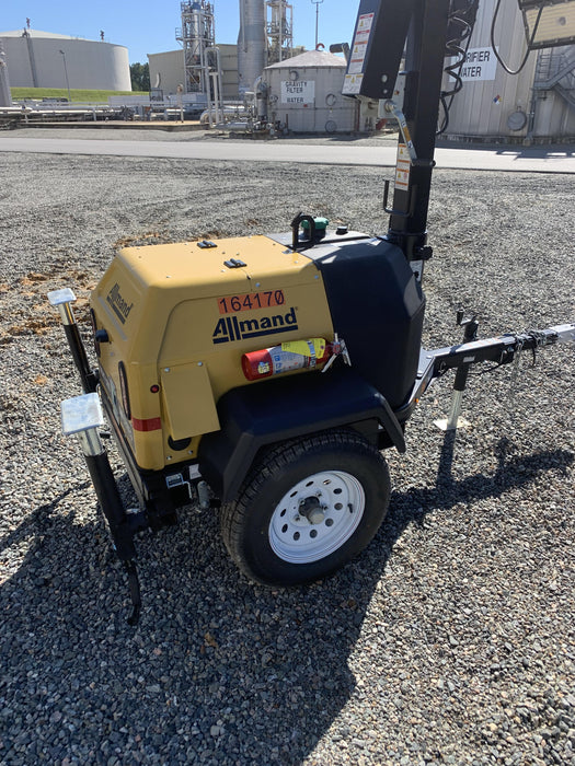 2021 Allmand NLV3GR (4) LED Light Fixture 350W, 23' Vertical Mast, 3kW Prime, Towable, Deep Sea L401, Leveling Jacks, Yanmar T4F 5.8hp