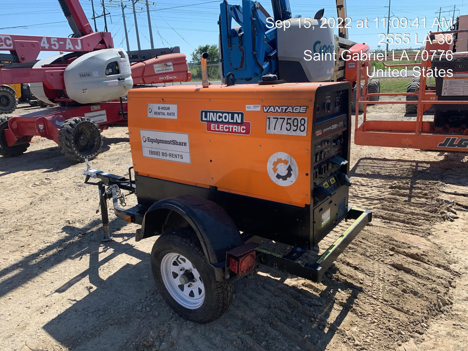 2021 Lincoln Electric Vantage 322 Vantage 322 Ready Pak 3 w/ Decals, ORANGE (includes trailer, cable rack, fender light kit) NO Telematics