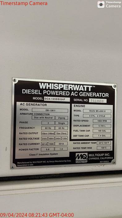 2022 MULTIQUIP DCA125