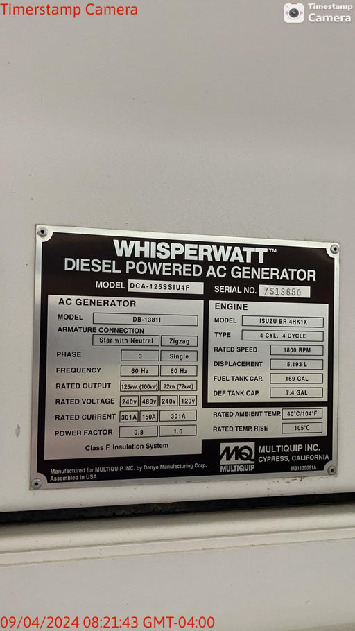 2022 MULTIQUIP DCA125