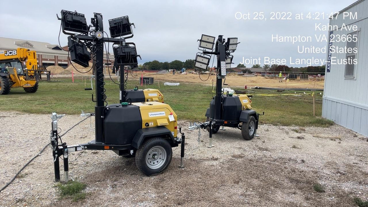 2022 Allmand NLV3GR (4) LED Light Fixture 350W, 23' Vertical Mast, 3kW Prime, Towable, ES Decals, T3