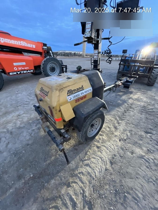 2022 Allmand NLV3GR (4) LED Light Fixture 350W, 23' Vertical Mast, 3kW Prime, Towable, Deep Sea L401, Leveling Jacks, Yanmar T4F 5.8hp