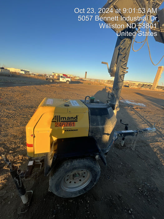 2022 Allmand NLV3GR (4) LED Light Fixture 350W, 23' Vertical Mast, 3kW Prime, Towable, ES Decals, T3