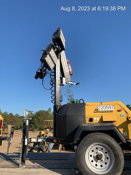 2022 Allmand NLV3GR (4) LED Light Fixture 350W, 23' Vertical Mast, 3kW Prime, Towable, Deep Sea L401, Leveling Jacks, Yanmar T4F 5.8hp