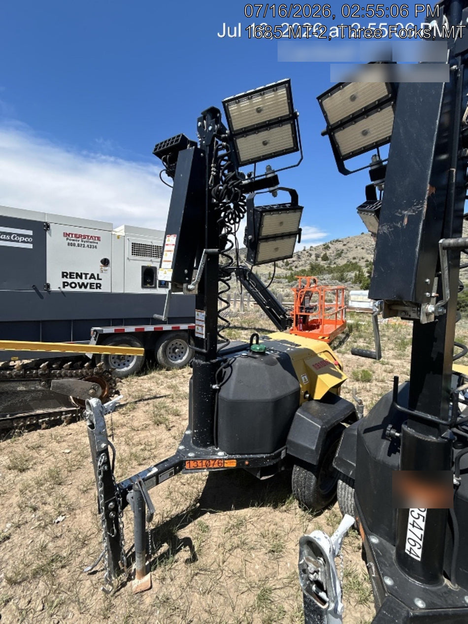 2021 Allmand NLV3GR (4) LED Light Fixture 350W, 23' Vertical Mast, 3kW Prime, Towable, Deep Sea L401, Leveling Jacks, Yanmar T4F 5.8hp