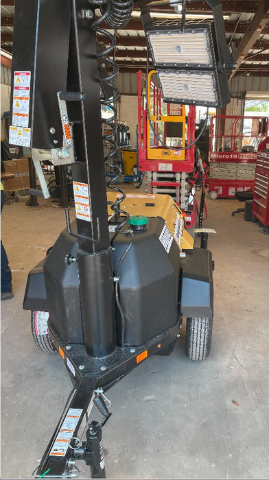 2022 Allmand NLV3GR (4) LED Light Fixture 350W, 23' Vertical Mast, 3kW Prime, Towable, Deep Sea L401, Leveling Jacks, Yanmar T4F 5.8hp