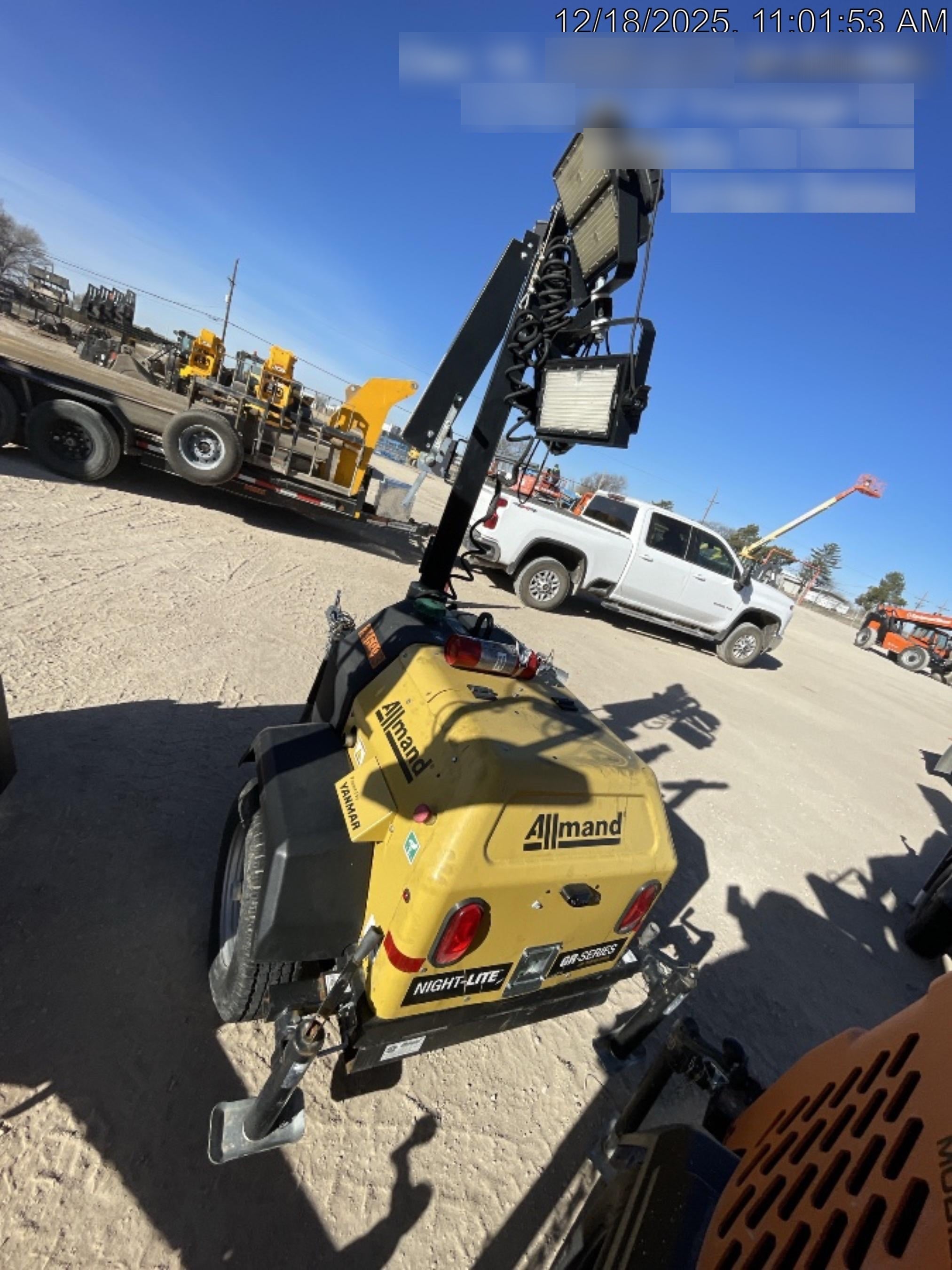 2022 Allmand NLV3GR (4) LED Light Fixture 350W, 23' Vertical Mast, 3kW Prime, Towable, ES Decals, T3