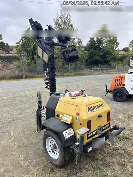 Allmand NLV3GR (4) LED Light Fixture 350W, 23' Vertical Mast, 3kW Prime, Towable, Deep Sea L401, Leveling Jacks, Yanmar T4F 5.8hp