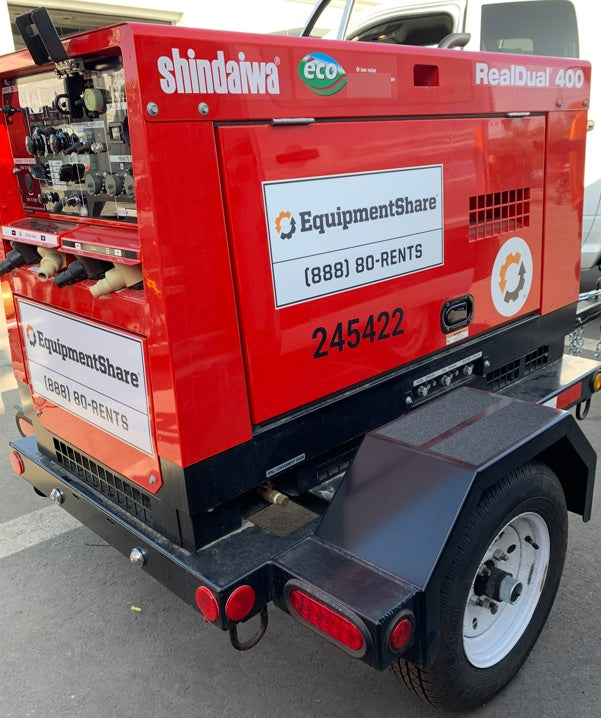 2022 Shindaiwa DGW400MDL Kubota D902 Engine, 23 HP, Dual Op Welder, Wire, Arc, Droop Stick, Tig, and CC Stick Functionality, Simulphase, 3 Phase and 1 Phase Gen Output, Single Axle NB Trlr, Slr Trckl Chrg 12V 12W, Fire Ext