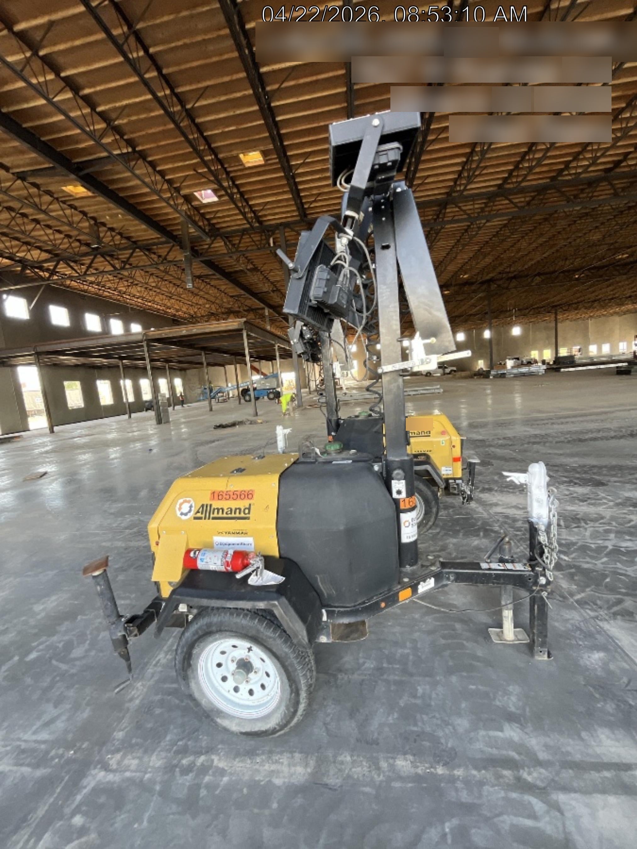 2021 Allmand NLV3GR (4) LED Light Fixture 350W, 23' Vertical Mast, 3kW Prime, Towable, Deep Sea L401, Leveling Jacks, Yanmar T4F 5.8hp