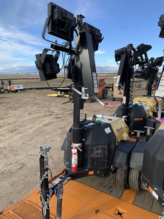 2020 Allmand NLV3GR (4) LED Light Fixture 350W, 23' Vertical Mast, 3kW Prime, Towable, Deep Sea L401, Leveling Jacks, Yanmar T4F 5.8hp