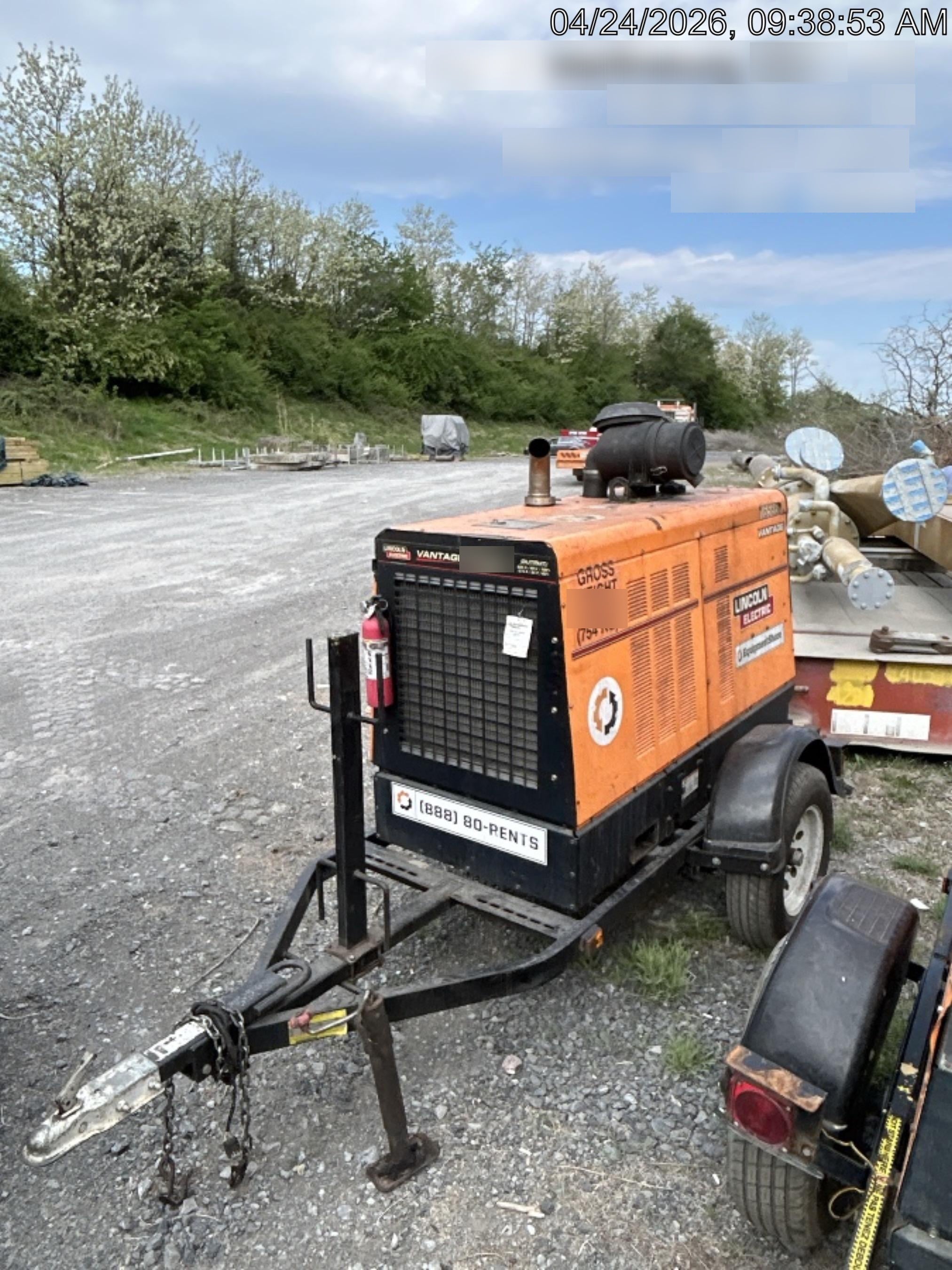 2021 Lincoln Electric Vantage 549X Ready Pak 3, ORANGE (includes trailer, cable rack, fender light kit)