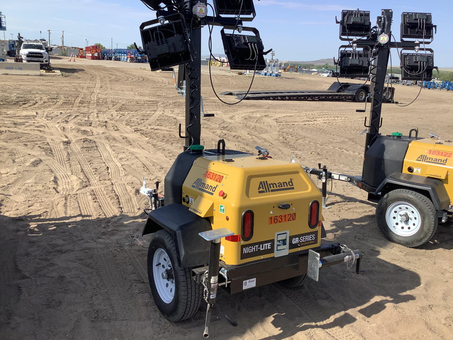 2021 Allmand NLV3GR (4) LED Light Fixture 350W, 23' Vertical Mast, 3kW Prime, Towable, Deep Sea L401, Leveling Jacks, Yanmar T4F 5.8hp