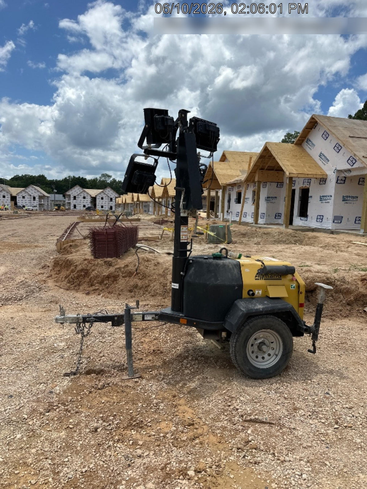 2022 Allmand NLV3GR (4) LED Light Fixture 350W, 23' Vertical Mast, 3kW Prime, Towable, Deep Sea L401, Leveling Jacks, Yanmar T4F 5.8hp