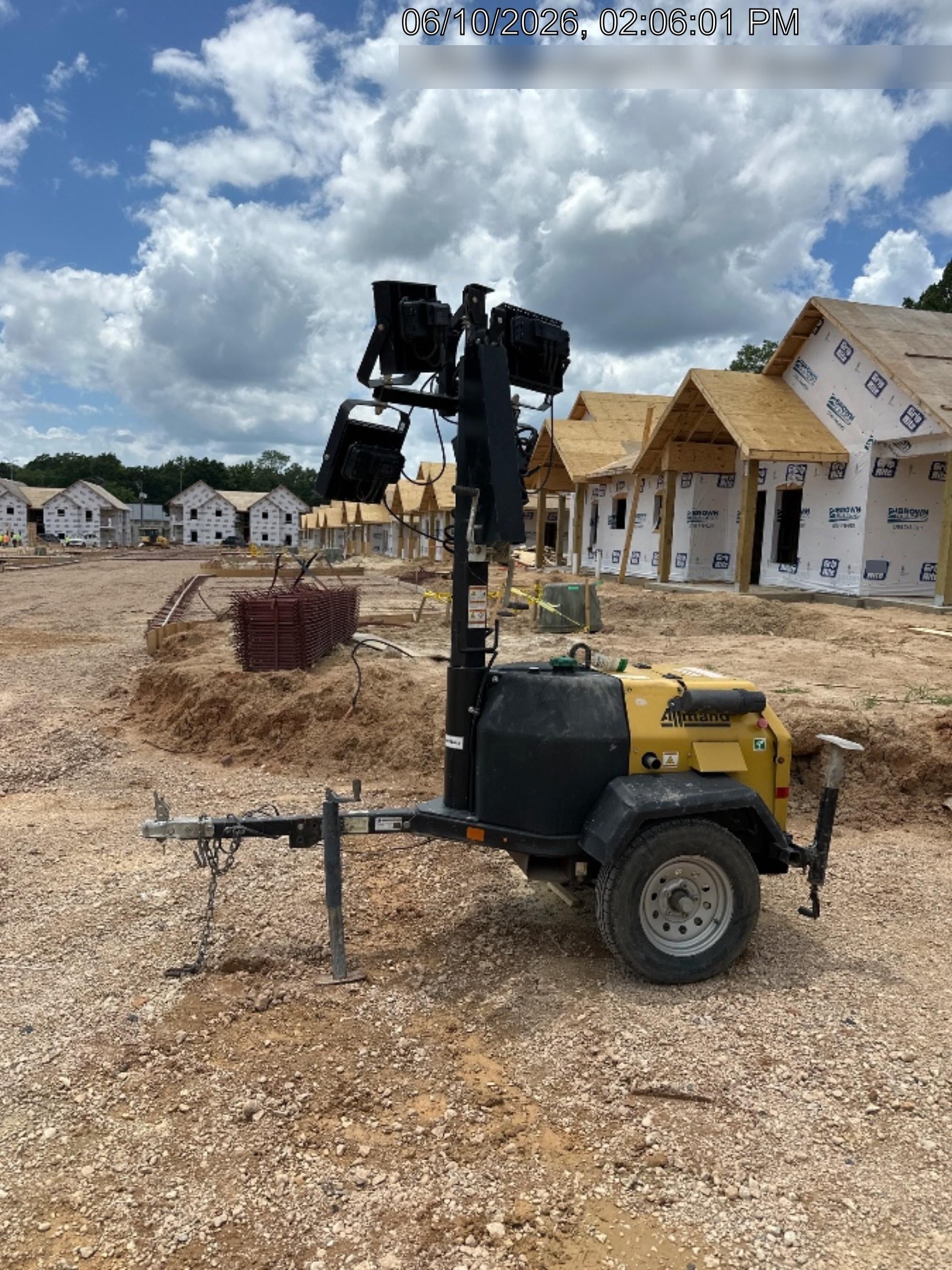 2022 Allmand NLV3GR (4) LED Light Fixture 350W, 23' Vertical Mast, 3kW Prime, Towable, Deep Sea L401, Leveling Jacks, Yanmar T4F 5.8hp