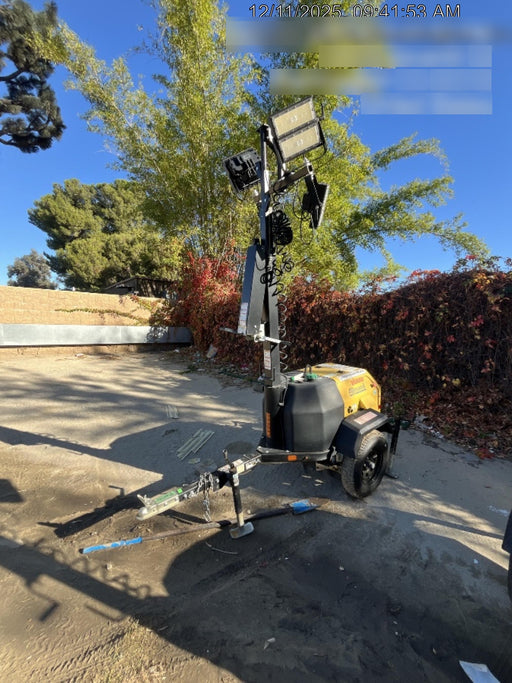 2022 Allmand NLV3GR (4) LED Light Fixture 350W, 23' Vertical Mast, 3kW Prime, Towable, Deep Sea L401, Leveling Jacks, Yanmar T4F 5.8hp