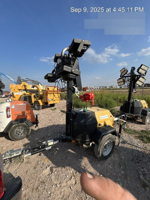 2022 Allmand NLV3GR (4) LED Light Fixture 350W, 23' Vertical Mast, 3kW Prime, Towable, Deep Sea L401, Leveling Jacks, Yanmar T4F 5.8hp